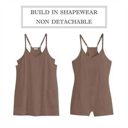 ANRABESS Women Athletic Dress Summer Tennis Workout Active Sports Mini Romper Dress Built in Shorts Travel Vacation Clothes Coffee Small