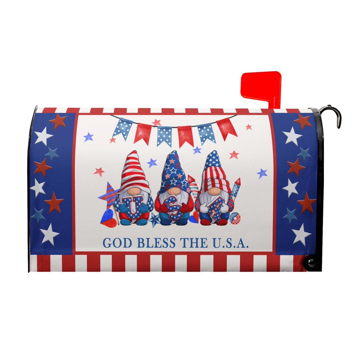 American Patriotic Mailbox Covers Magnetic Standard Size 25.5x21 in American Flag Magnetic Mail Box Covers 4Th of July Holiday Mailbox Wraps Post Letter Box Cover for Garden Yard Outside