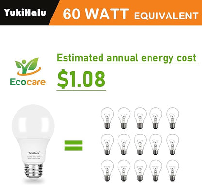 YukiHalu LED Amber Light Bulbs, A19 1800K E26 800Lm, 60W Equivalent Soft Warm Sleep Light Bulbs for Healthy Sleep, Baby Nursery Light, Bedroom Night Light, Not-Dim, 2-Pack
