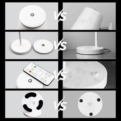 Cordless Table Lamp Rechargeable,5000mAh Battery Operated Desk Lamp,Waterproof Touch Dimmable Light with Remote,3 Color Stepless Dimming Up,for Bedroom/Office/Bars/Camping. (White, 1pcs)