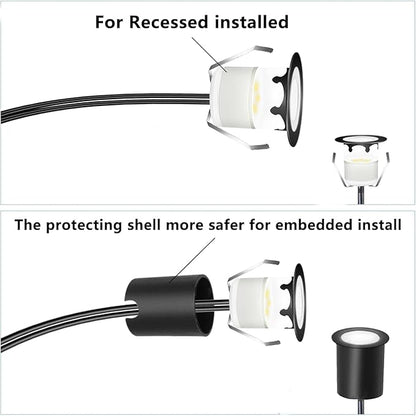 LED Recessed Deck Light Kits with Protecting Shell,LED Outdoor Landscape Lighting IP67 Waterproof,DC 12V Low Voltage Warm White for Garden,Yard,Stair,Patio,Kitchen Decoration In Ground(20 Pack)