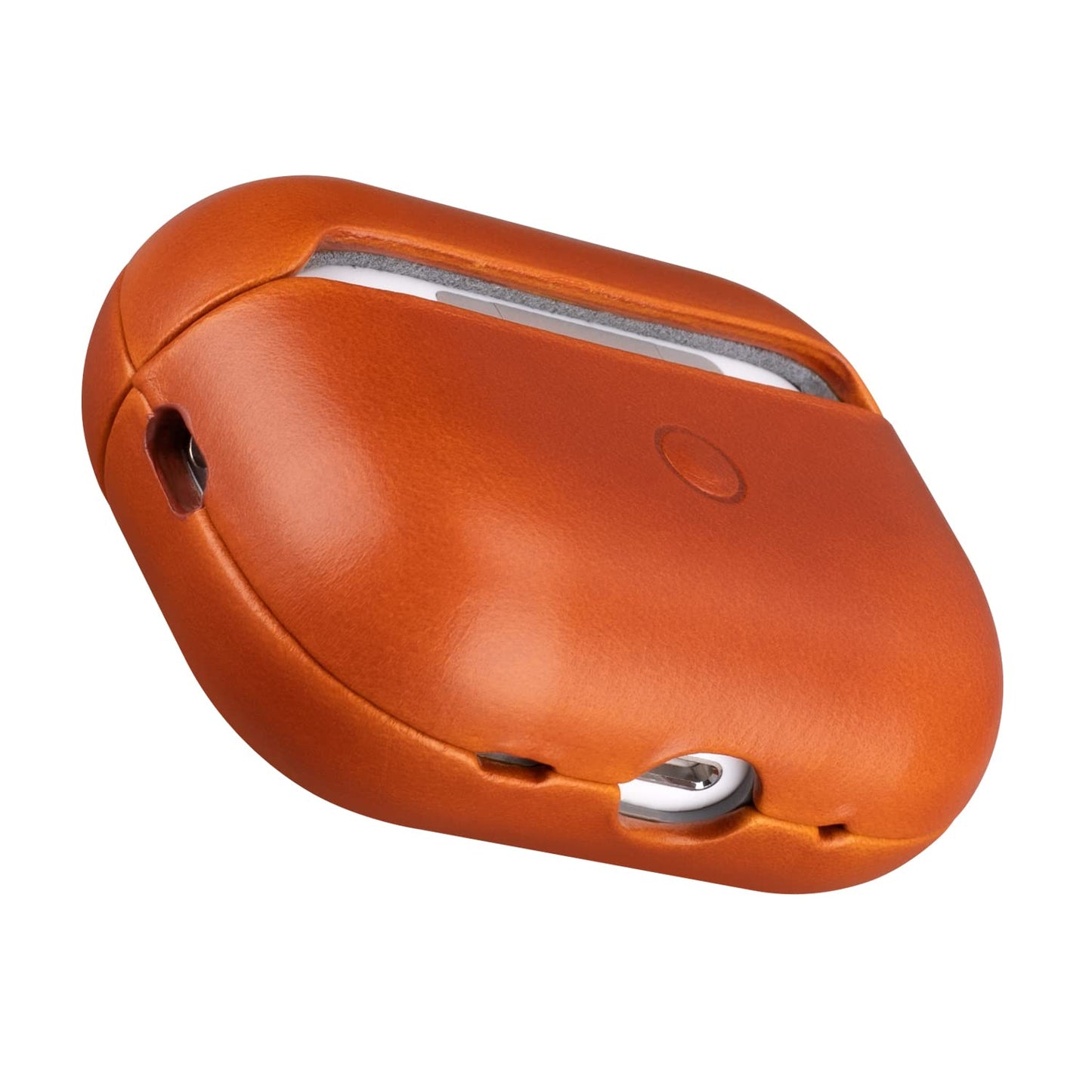 Maogoam for AirPods Pro 2 Leather Case Cover with Button, Genuine Crystal Vegetable Tanned Oil Wax Leather Case for AirPods Pro 2nd Generation, Elegant Style, Front LED Visible, Orange