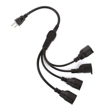 3 Prong 1-to-4 Power Cord Splitter, 20 Inch 4 Outlet Extension Cord Splitter, Y Style 4 Way Power Cable, Heavy Duty Indoor or Outdoor Cable Outlet Protector 16AWG (Black)