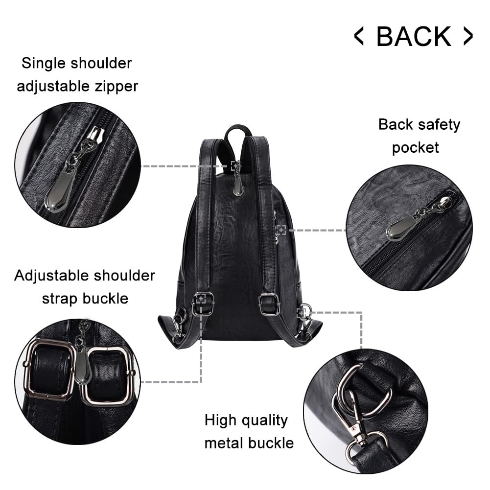 Small Backpack Purse for Women Fashion PU Leather Backpack Convertible Ladies Sling Bag