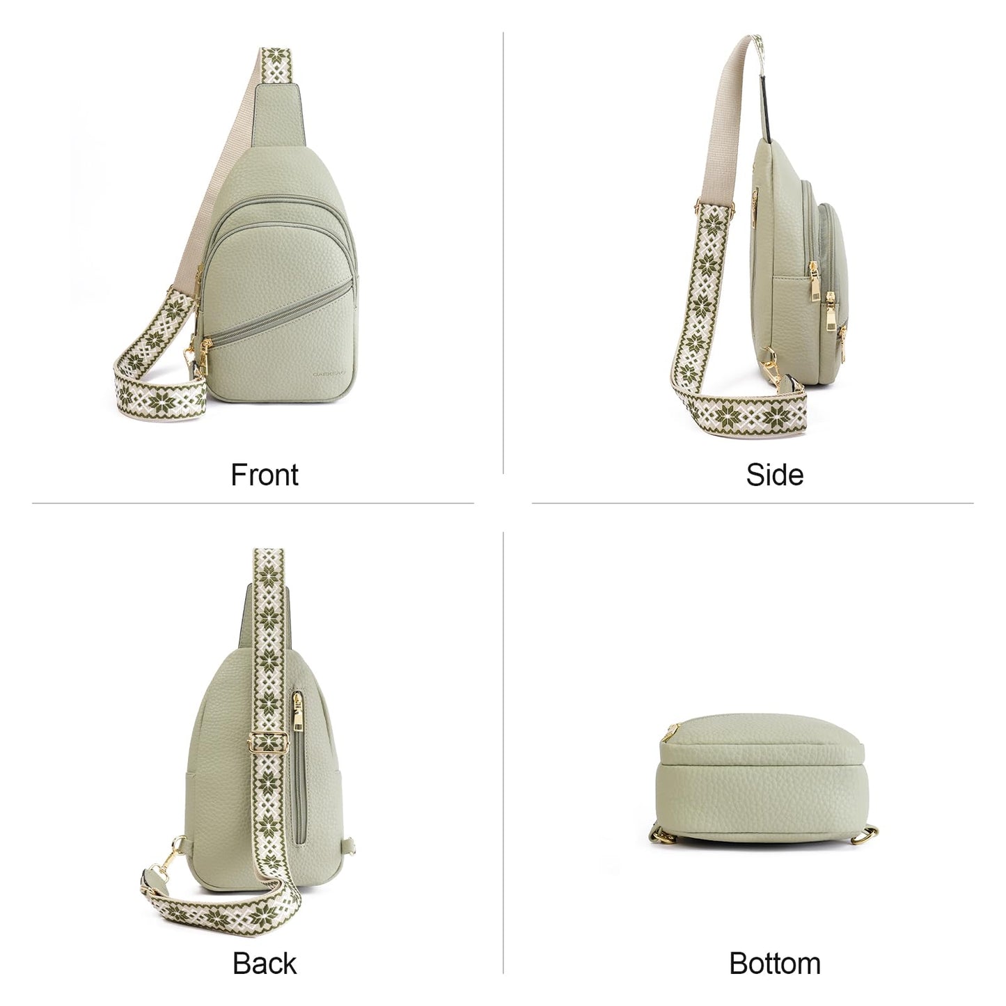 GAEKEAO Sling Bag Crossbody Bags for Women Vegan Leather Cross Body Bag Fanny Pack Chest Travel Purse with Adjustable Strap Green