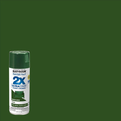 Rust-Oleum 334034-6PK Painter's Touch 2X Ultra Cover Spray Paint, 12 oz, Gloss Hunter Green, 6 Pack