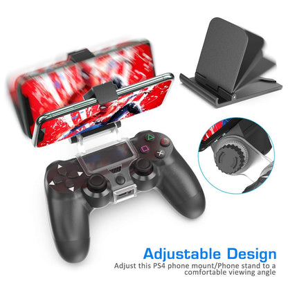 OIVO PS4 Controller Phone Mount Clip - Mobile Gaming Clamp Bracket Holder with Adjustable Stand for Dualshock 4 Controllers