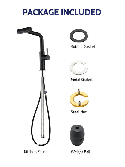 Kitchen Faucet with Pull Down Sprayer, High Arc Single Handle Stainless Steel Kitchen Sink Faucet with Sprayer for Rv Camper, Matte Black