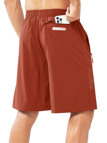 NORTHYARD Men's Athletic Running Shorts Gym Workout 7"/9"/5" Quick Dry Lightweight Sports Basketball Tennis 3 Zipper Pockets REDCLAY-9inch L