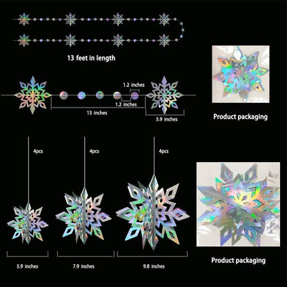 Cheerland Winter Wonderland Decorations Iridescent Snowflakes Garland Holographic 3D Snowflake Streamers for Winter Onederland Birthday Party Decoration Backdrop Office Janurary Party Indoor Supplies
