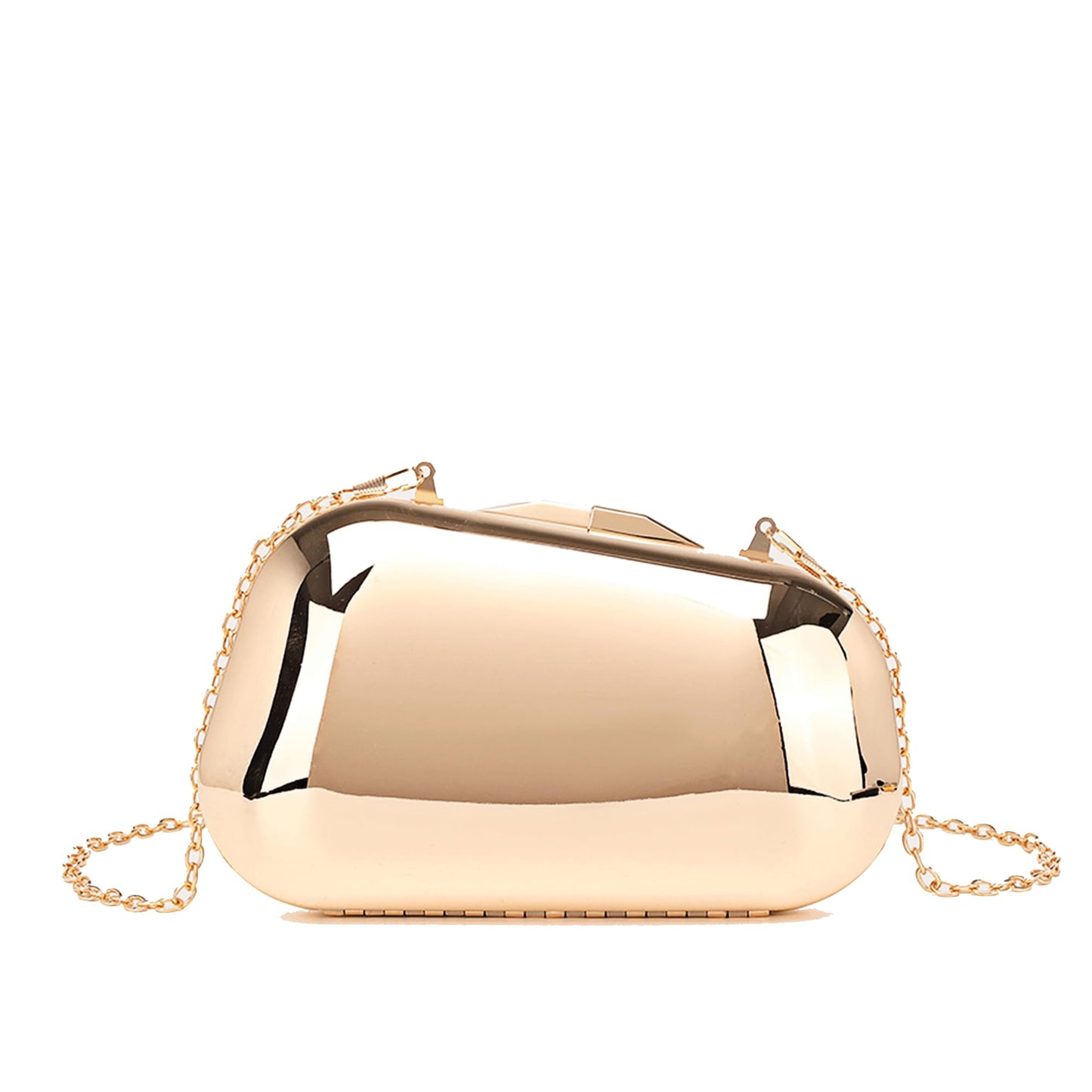 Buric Clutch Purse for Women Metallic Evening Bag Acrylic Shell Handbag With Chain for Wedding Party Prom Gold