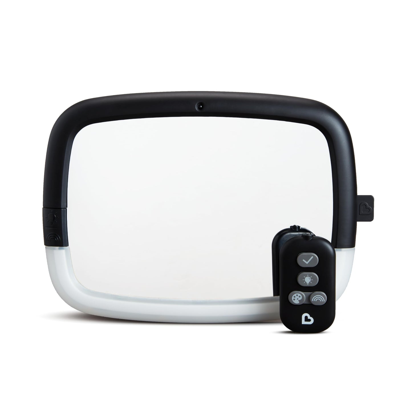 Munchkin Baby Car Mirror for Rear Facing Car Seats, Night Light LED Pivot 360 Baby in-Sight Adjustable Auto Mirror, Black