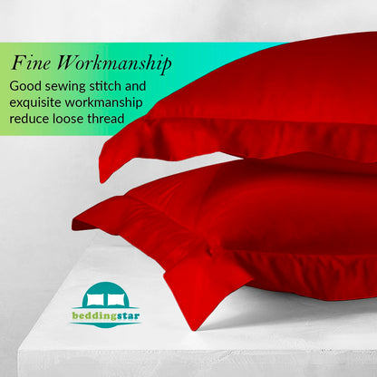 Euro Sham Covers 26x26 Set of 2 Red 600 Thread Count 100% Egyptian Cotton Pack of 2 Euro 26x26 Pillow Covers Cushion Cover Cases Soft Skin Friendly European Size Decorative Square Pillow Shams