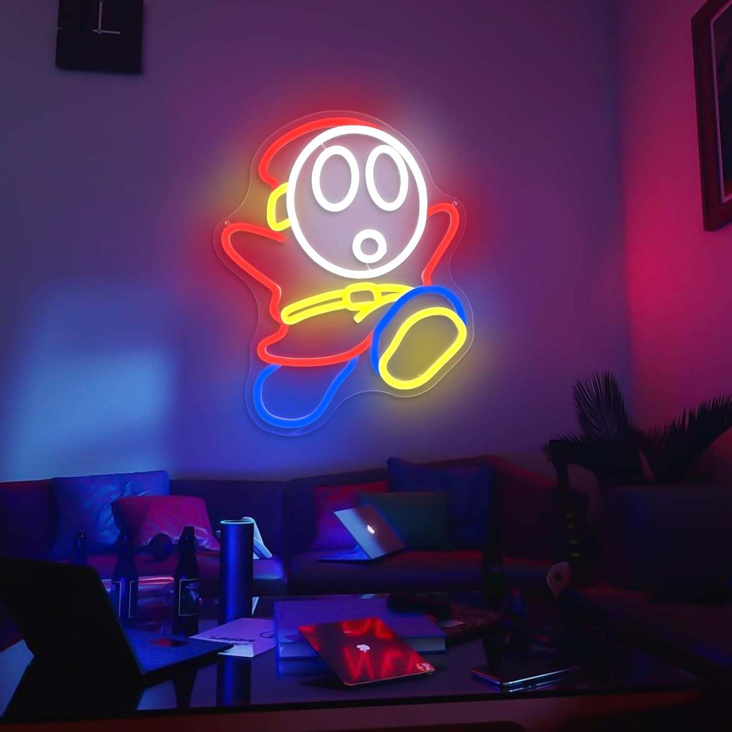 Shy Guy Neon Sign Dimmable Led Neon Sign for Wall Decor Gaming Neon Light Signs Light Up Signs for Bedroom Game Room Man Cave Birthday Christmas Gifts for Gamer