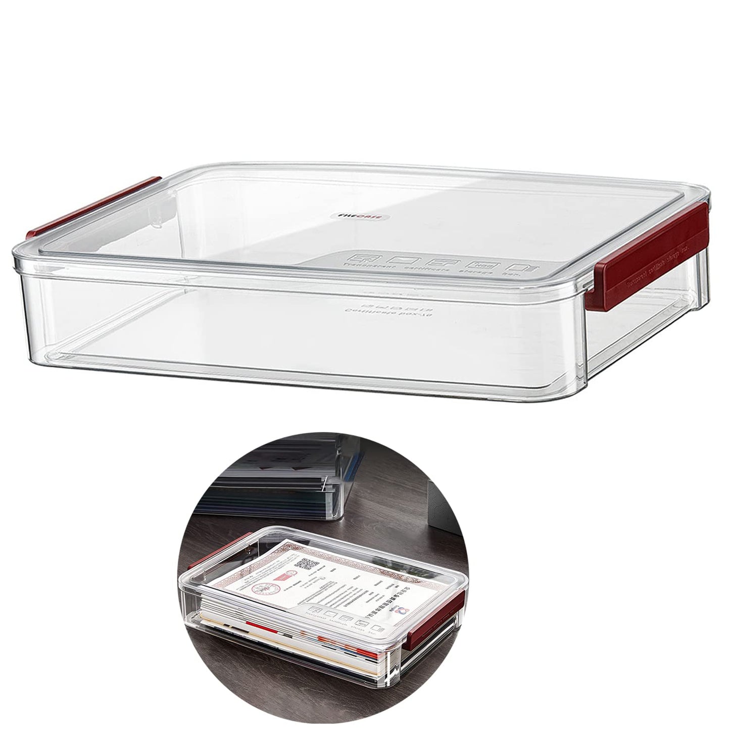 PeoTRIOL Clear File Storage Box with Lids, A4 Storage Box for 8"x11" Paper, Plastic A4 Container, Stackable Magazine File A4 Paper Project Case Bins, Desk Organizer Office Invoice Document