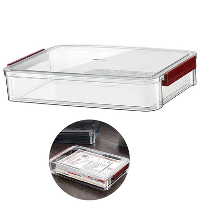 PeoTRIOL Clear File Storage Box with Lids, A4 Storage Box for 8"x11" Paper, Plastic A4 Container, Stackable Magazine File A4 Paper Project Case Bins, Desk Organizer Office Invoice Document