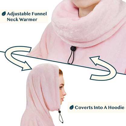 PAVILIA Sherpa Wearable Blanket Poncho Women Men, Oversized Hoodie Sweatshirt Poncho Blanket, Hooded Sweater Wrap Cape Neck Warmer, Fleece Soft Hug Sleep Pod Adult, Cozy Warm Gift Ideas Sister, Pink