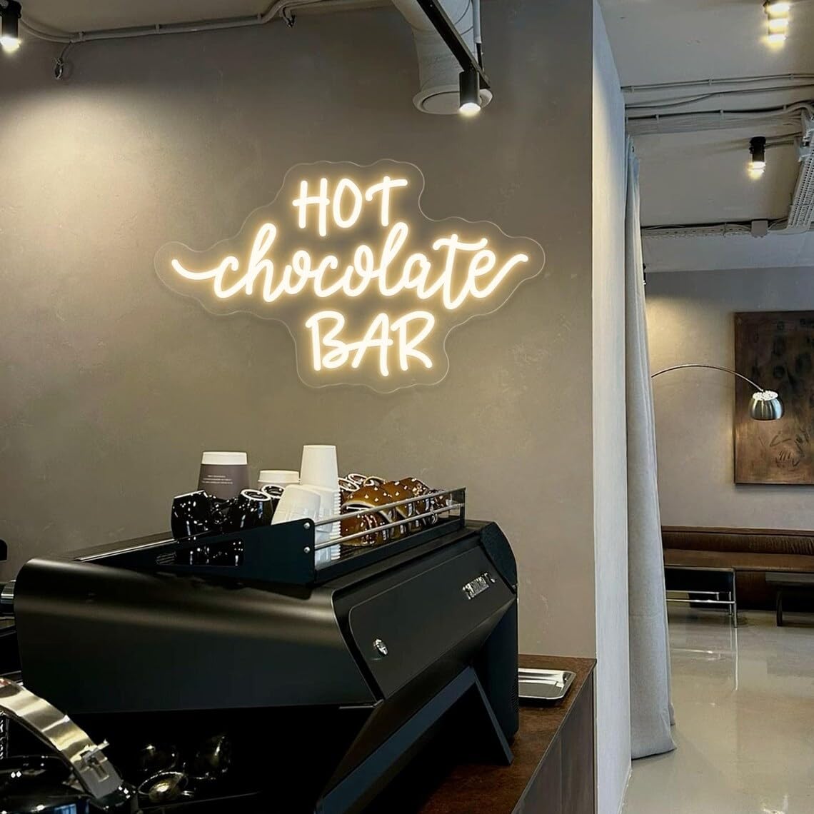 Hot Chocolate Bar Neon Sign, Winter Hot Drink Coffee Bar Christmas Kitchen Home Wall Decor