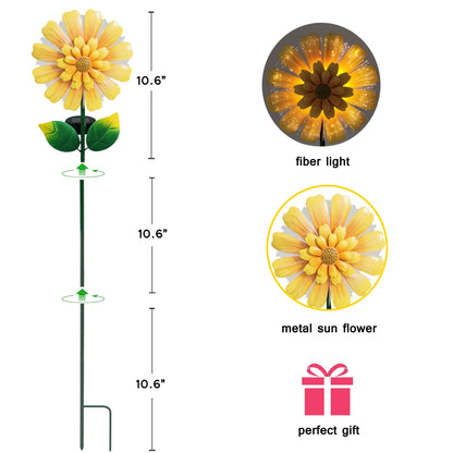 TSTGEE Solar Garden Stake Solar Flower with Fiber Lights Metal Sunflower Decorative Outdoor Lights Waterproof for Pathway Yard Lawn,Garden Gifts for Women,Mom,Grandma