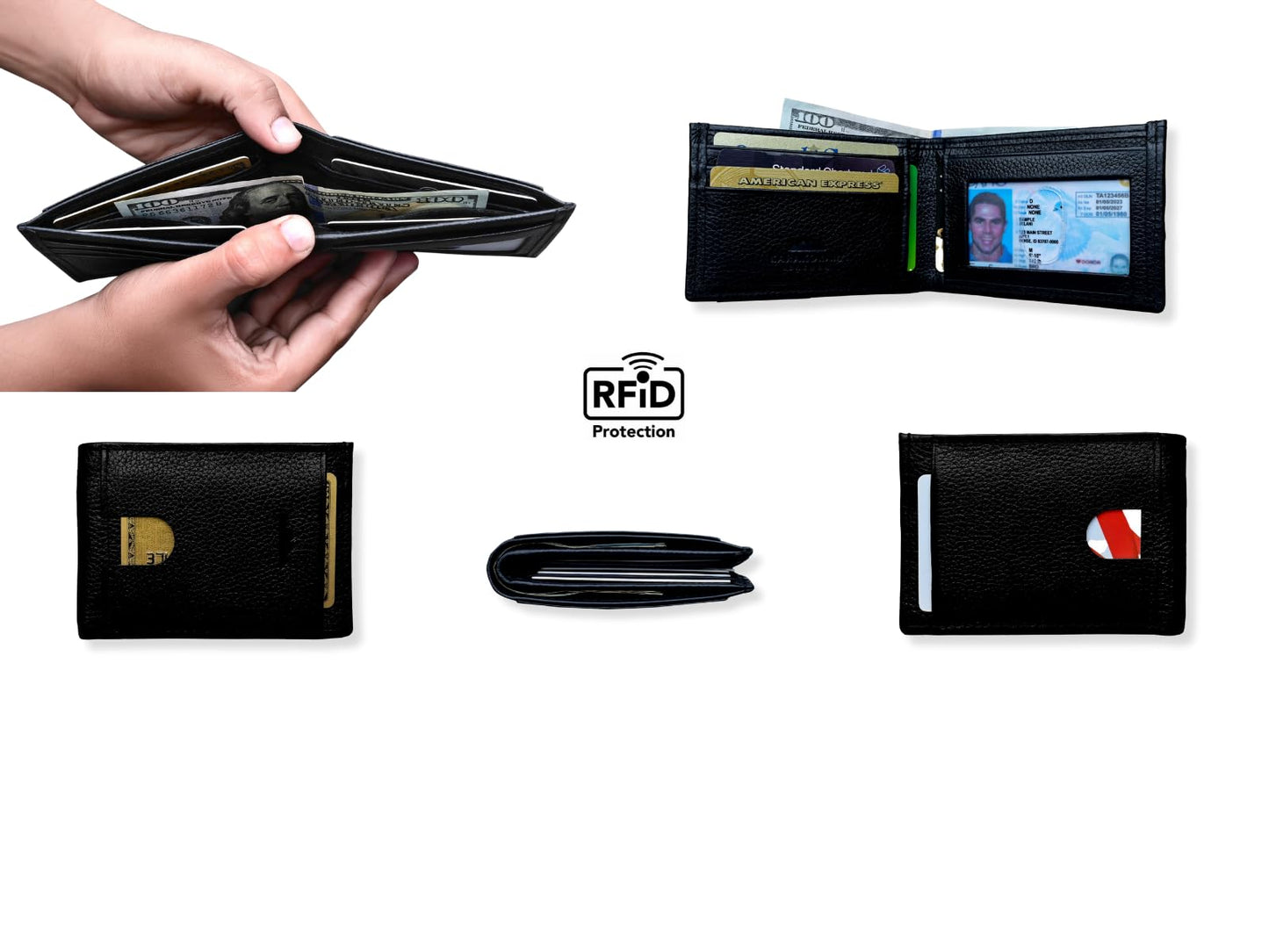 KARAKORAM LEATHER Slim BiFold Wallet for Men | Premium Cowhide Leather | Artisan Made | RFID Blocking | 12-14 Cards with 2 Quick Access Slots | Front Pocket Everyday Carry (Midnight Black)