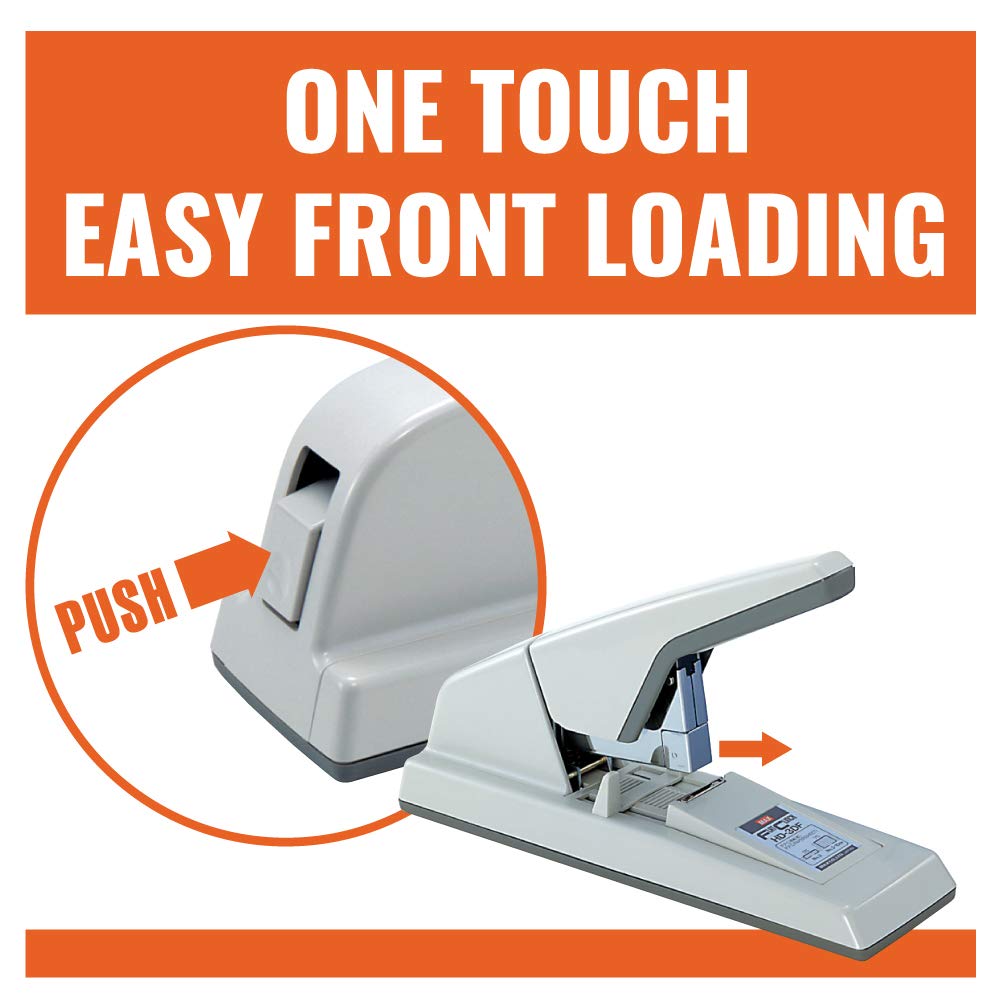 Max HD-3DF Medium-Capacity Flat-Clinch Heavy-Duty Stapler, 75 Sheet Cap, Gray