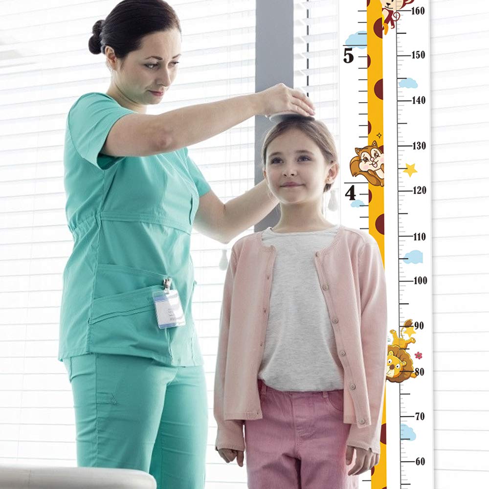 Baby Height Growth Chart, Canvas Height Chart for Kids Baby Child Toddler Boys Girls, Wood Growth Chart for Wall Room Nursery Decor, Hangable and Removable Waterproof Measuring Wall Ruler for Bathroom