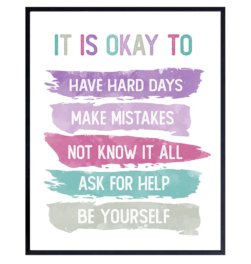 Inspiration Motivation Wall Art for Home Office Bedroom Bathroom - Positive Quotes Wall Decor - Encouragement Gift for Woman Teen Girls Daughter - Women's empowerment Poster - Classroom Decorations