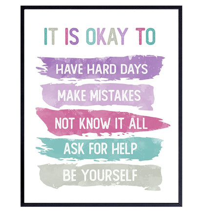 Inspiration Motivation Wall Art for Home Office Bedroom Bathroom - Positive Quotes Wall Decor - Encouragement Gift for Woman Teen Girls Daughter - Women's empowerment Poster - Classroom Decorations
