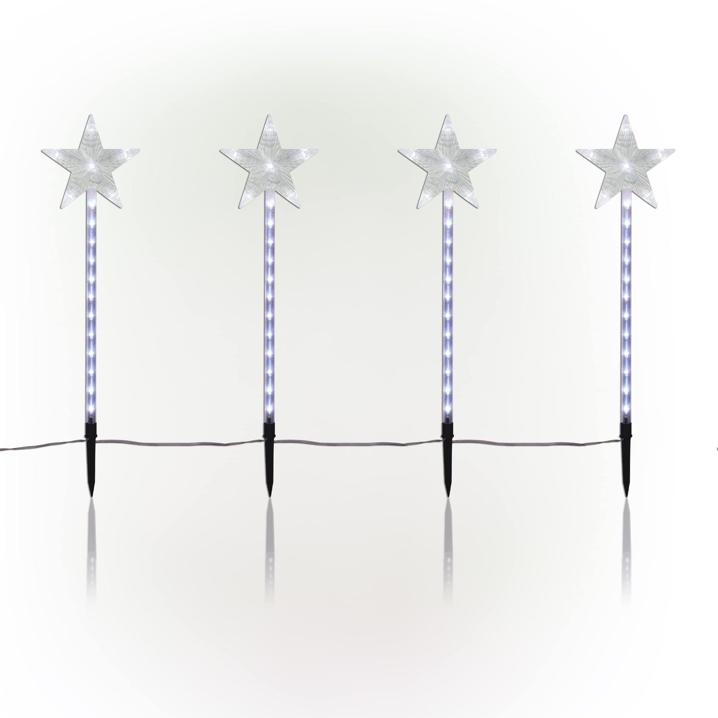 Alpine Corporation Holiday Décor Shooting Star Garden Stake with LED Lights, 4-Pack, Christmas Decoration