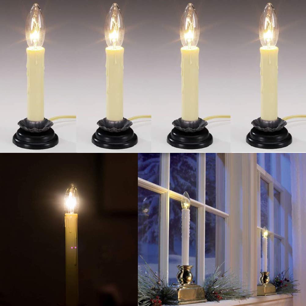 25 Pack Clear Torpedo Tip Candle Light Bulbs, C26 Clear Incandescent Replacement Bulb for Electric Window Candles Lamps, Night light, C7/E12 Candelabra Base Chandelier Light Bulbs, 120V 7 Watts Bulbs