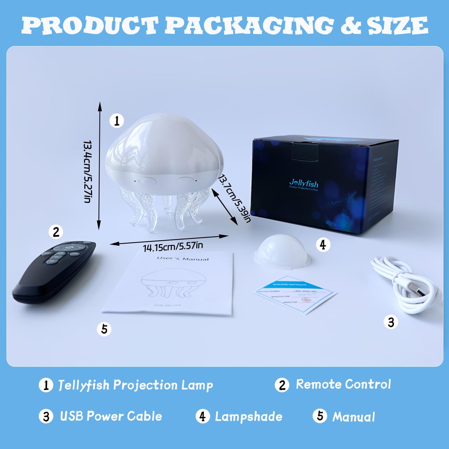 GOUTOOL 2-in-1 Ocean Wave & Jellyfish Projector Light with Remote Control,Timer autoOff,8Color Changing Night Light for Kids,USB Powered Mood Lamp for Bedroom,Christmas Birthday Gift (Jellyfish)