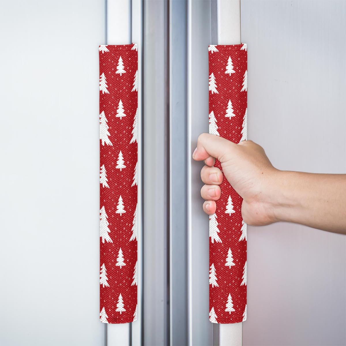 Pardick Christmas Refrigerator Door Handle Covers Set of 2, Christmas Tree Fridge Handle Cover Washable Fridge Dishwasher Oven Door Decor Protector Handle Cover, Keep Your Kitchen Appliance Clean