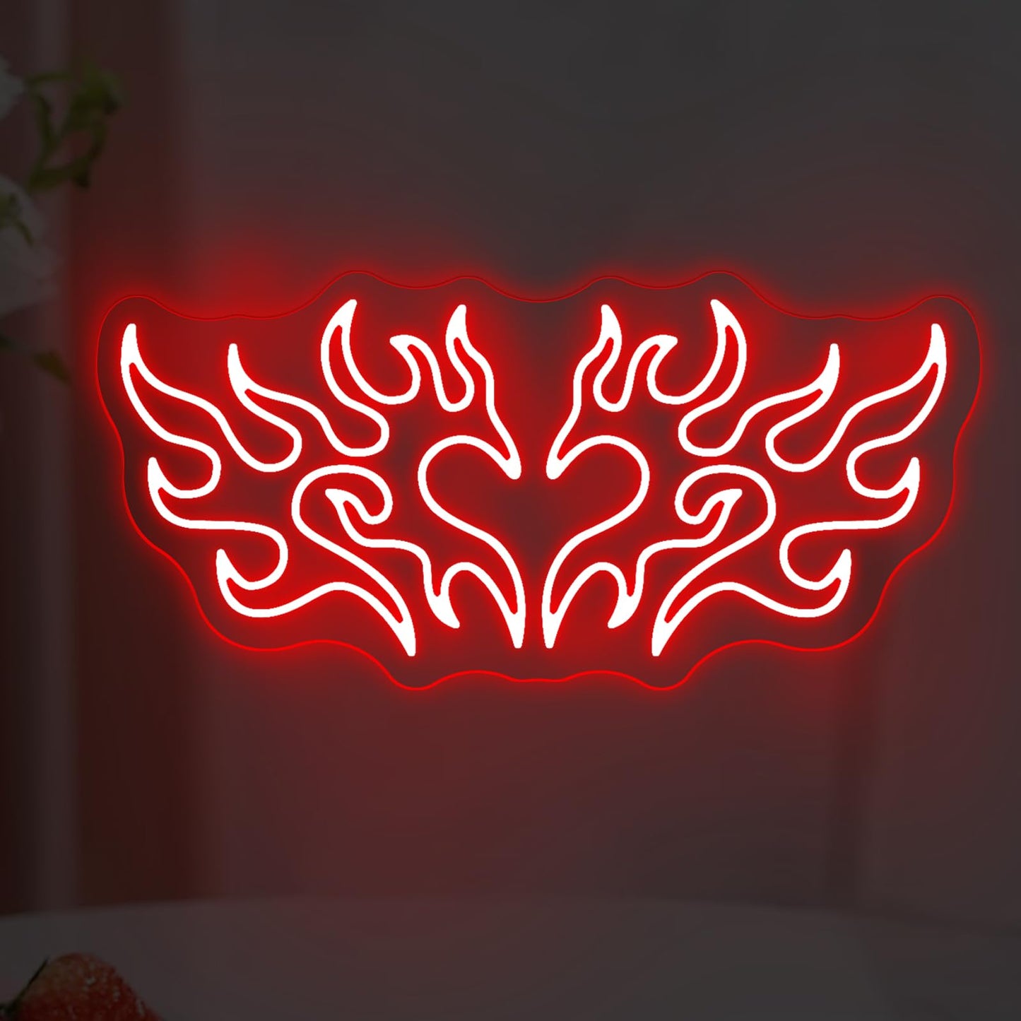 Heart Flame Neon Sign, Aesthetic Heart Flame, Gothic Style Light Sign, Personalized Gift, Bedroom Decor, Dark Gothic Wall Art, Witch Decor, Valentine's & Home Ambiance Wedding Party Decoration-Red-16.7"