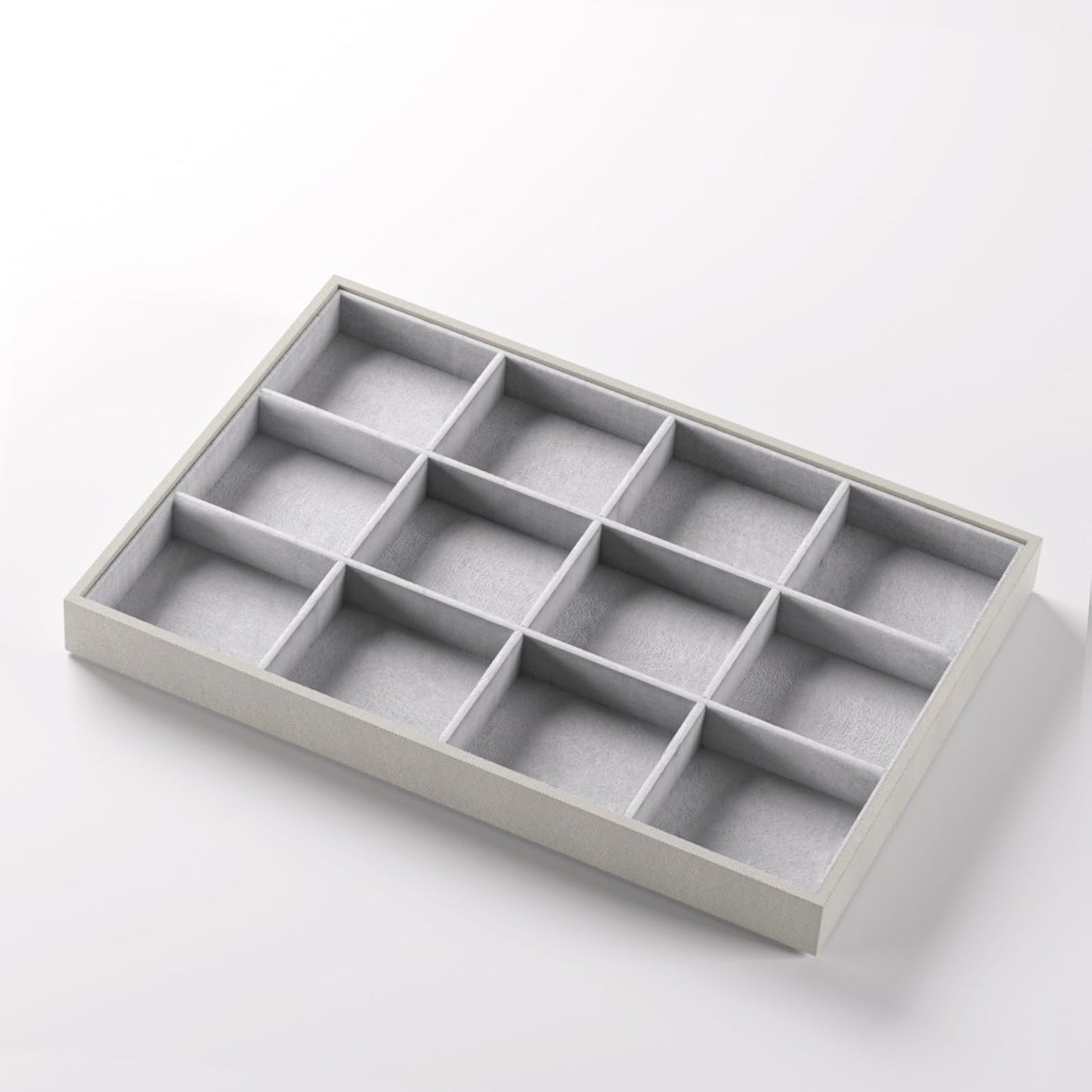 Gghenda 2-Piece Gray leather Stackable Jewelry Organizer Tray Set, Bracelet Ring Earring Holder Box, Necklace Display Stand for Storage and Retail Display (Necklace)