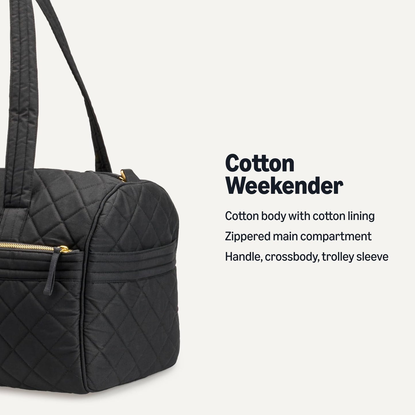 Amazon Essentials Women's Quilted Weekender Duffel Gym Bag with Trolley Sleeve, Black, One Size