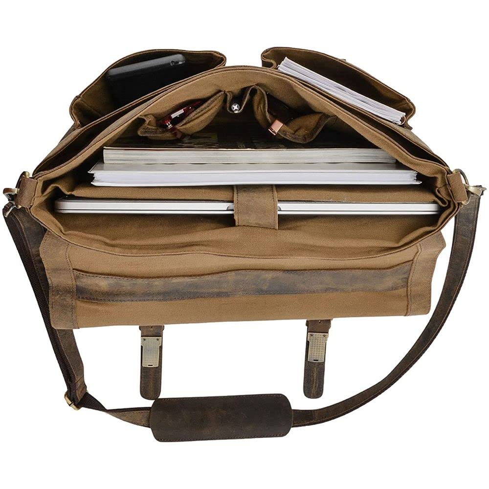 KomalC 16 Inch Leather briefcase Laptop Messenger Bags for Men and Women Best Office Satchel Bag