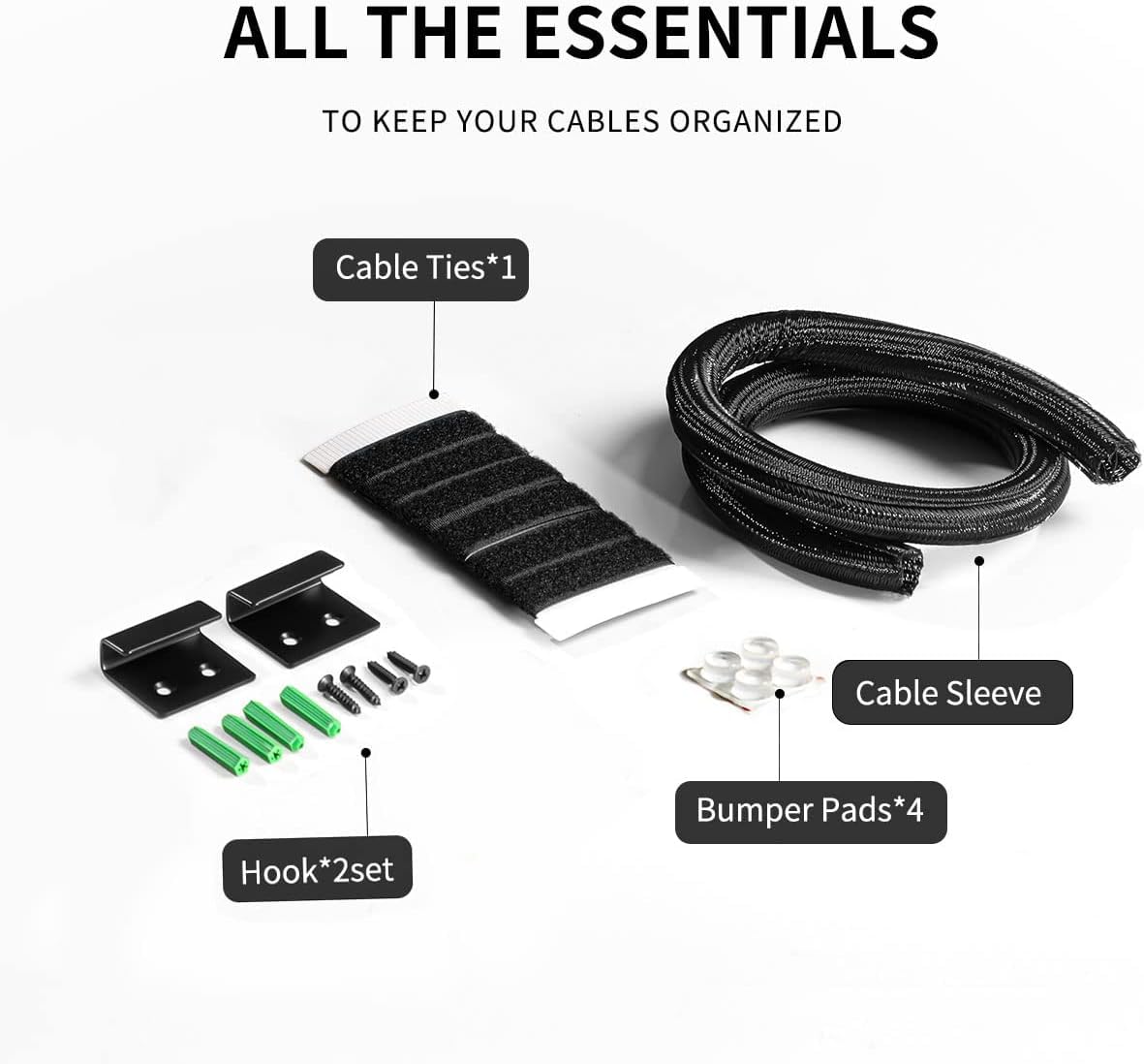 HomeBliss Large Cable Management Box-Stylish Wire Organizer, Wire Concealer and Wire Management Box-Wire Management Box with Protective Sleeve (Black)