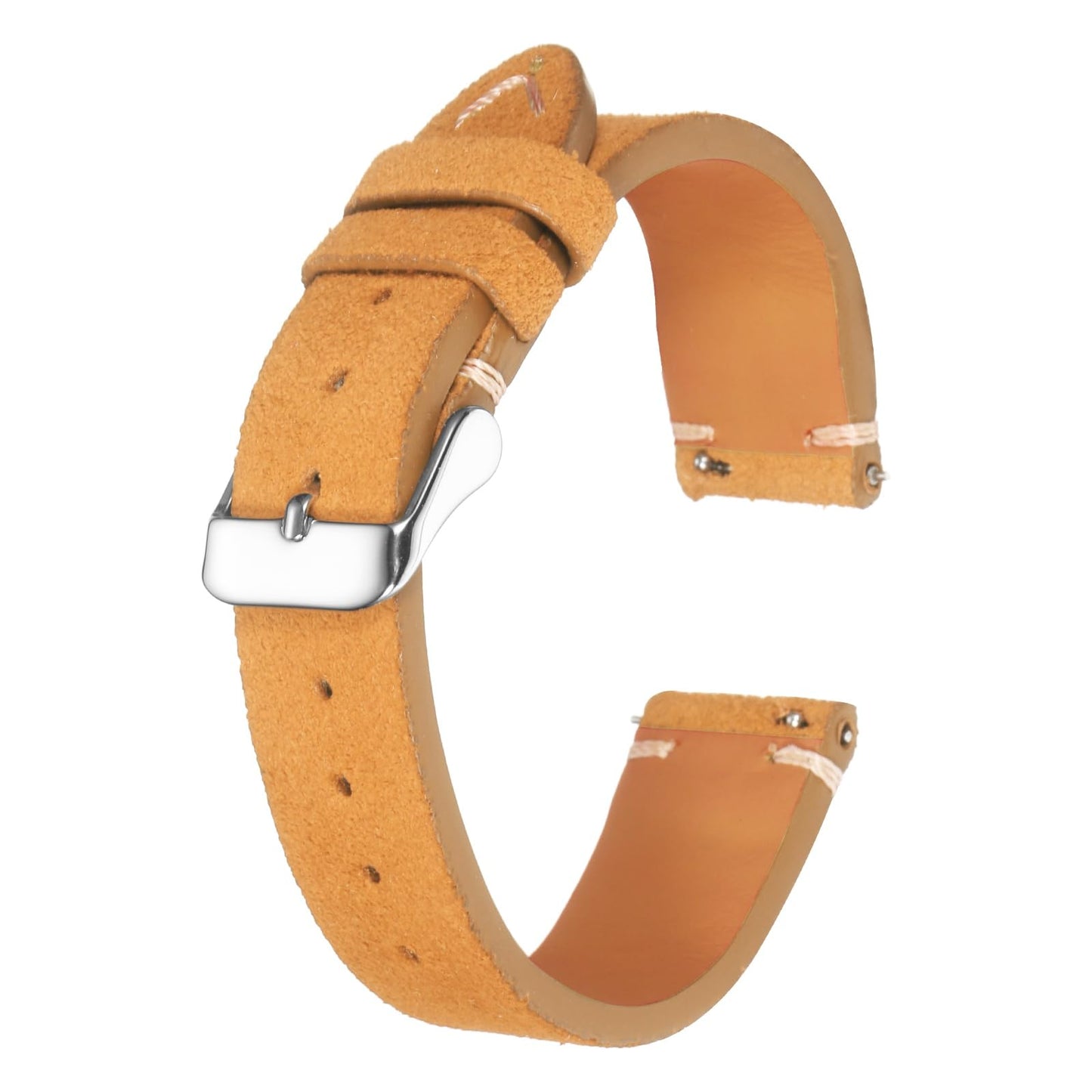 HARFINGTON Leather Watch Band 19mm Width Watch Strap Top-Grain Suede Cowhide Wrist Bands Replacement with Stainless Steel Buckle for Men Women, Light Brown