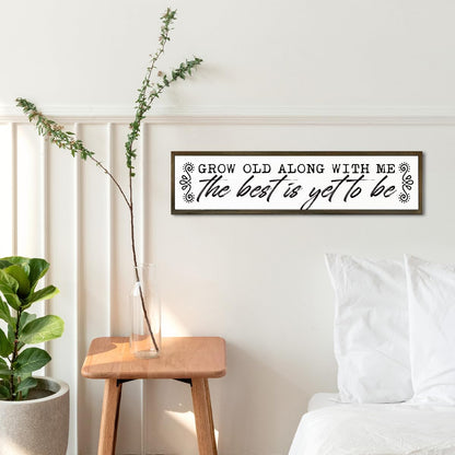 Romantic Wood Sign, Grow Old Along with Me Sign, Wedding Marriage Decors, Rustic Farmhouse Home Decor, Master Bedroom Decor Above Bed, Valentines Day Gift 17.8x4x1.18 inches