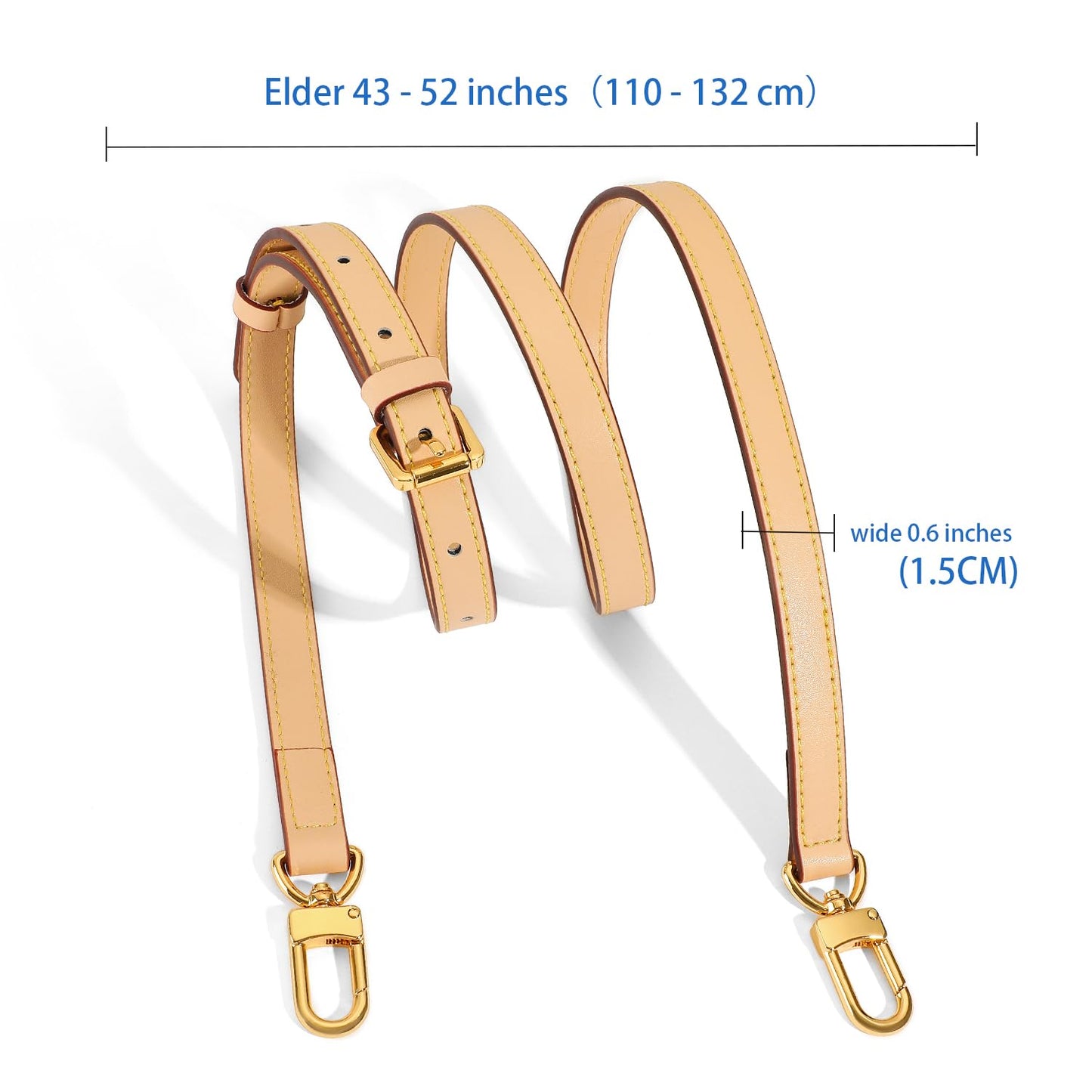 BEUDW Leather Adjustable Shoulder Strap, Used For Replacing Leather Shoulder Strap, Suitable For Handbag Shoulder Strap (width: 0.6in-Beige)