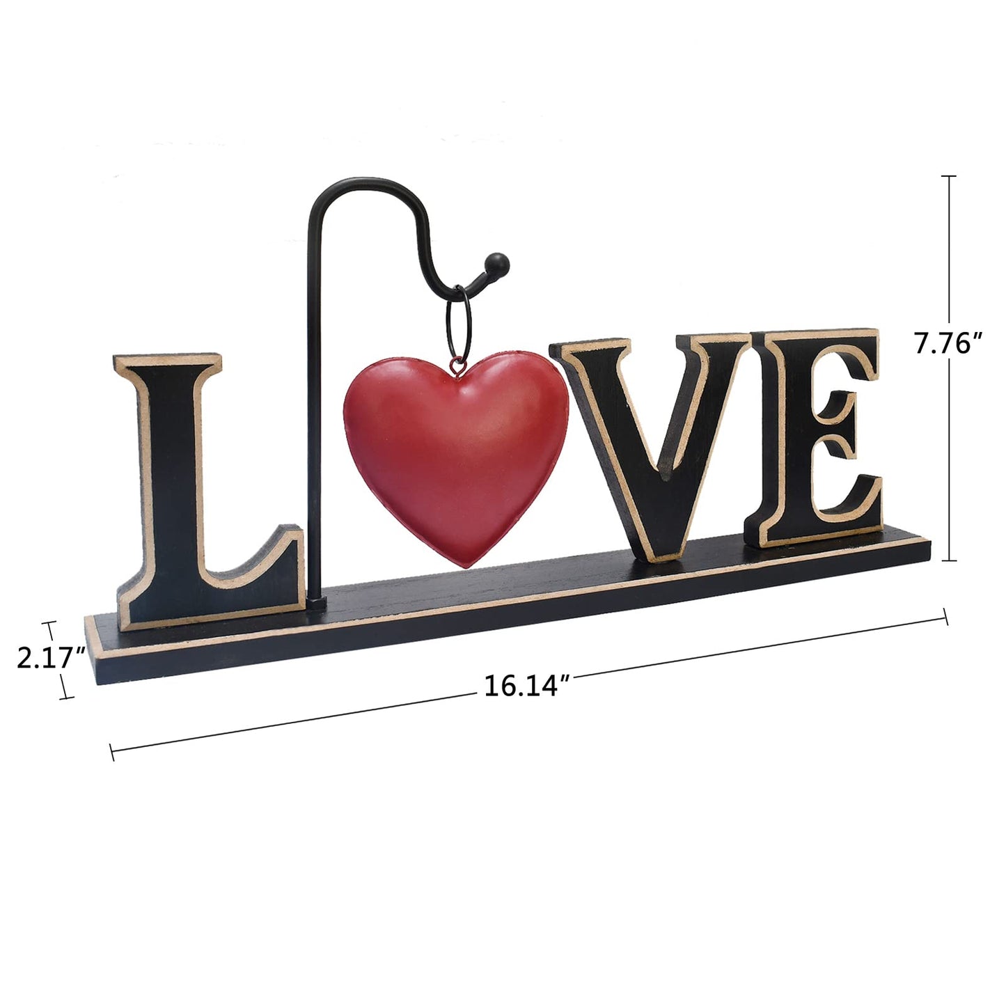 Wood Love Sign Freestanding Letters Cutout Wooden Words Block Mother's Day Home Decor Mantle Mantel Fireplace - Decorative Tabletop Centerpiece Rustic Christmas Wedding Valentine's Day Party Decoration
