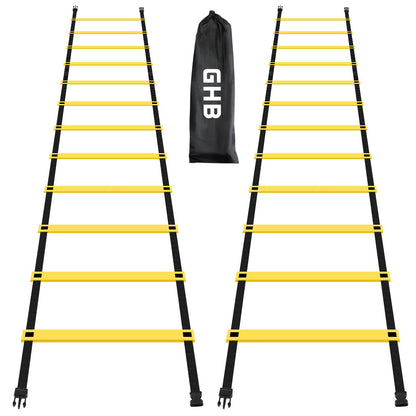 GHB Pro Agility Ladder 2 Pack Agility Training Ladder Speed 12 Rung 20ft with Carrying Bag