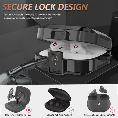 with Safety Lock Carbon Fiber for Beats Fit Pro Case Cover 2021,Shock-Absorbing Beat Fit Pro 2 Protector with Keychain/Zipper Storage Bag/Cleaner Kit - Black