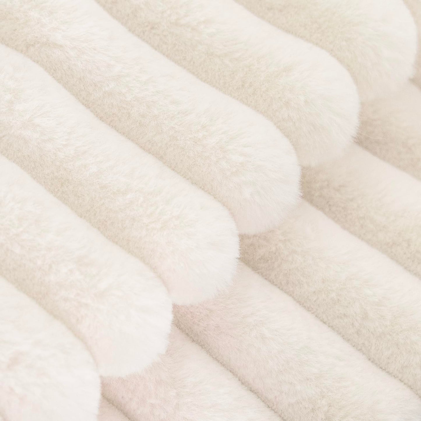 Uhomy 2 Pack Faux Fur Plush Decorative Throw Pillow Covers Fuzzy Striped Soft Pillowcase Cushion Covers for Living Room Sofa Couch Bedroom, 12x20 inch 30x50 Cm True White