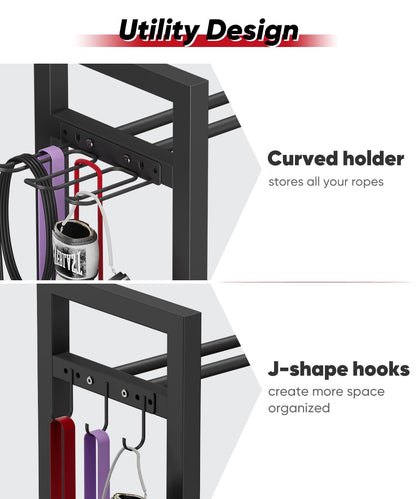 Ansionsol Adjustable Dumbbell Rack, Weight Storage Stand Holder for Dumbbells & Kettlebells, Heavy-Duty Metal Home Gym Workout Organizer with Hook for Gym Equipment Accessories (Rack Only)