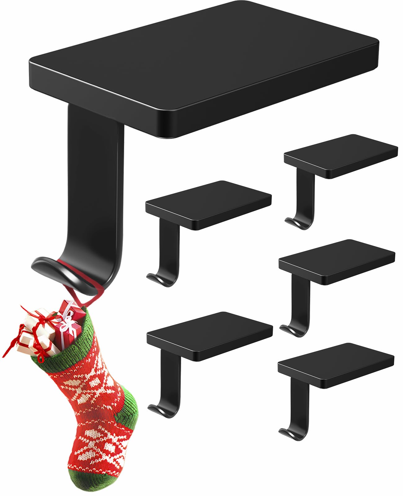 Btanadi Stocking Holders for Mantle Set of 6, Metal Christmas Stocking Holder, Heavy Duty Stocking Hangers with Non-Slip Protective Pad, Mantle Garland Hanger for | TV Stand | Staircase | Dresser