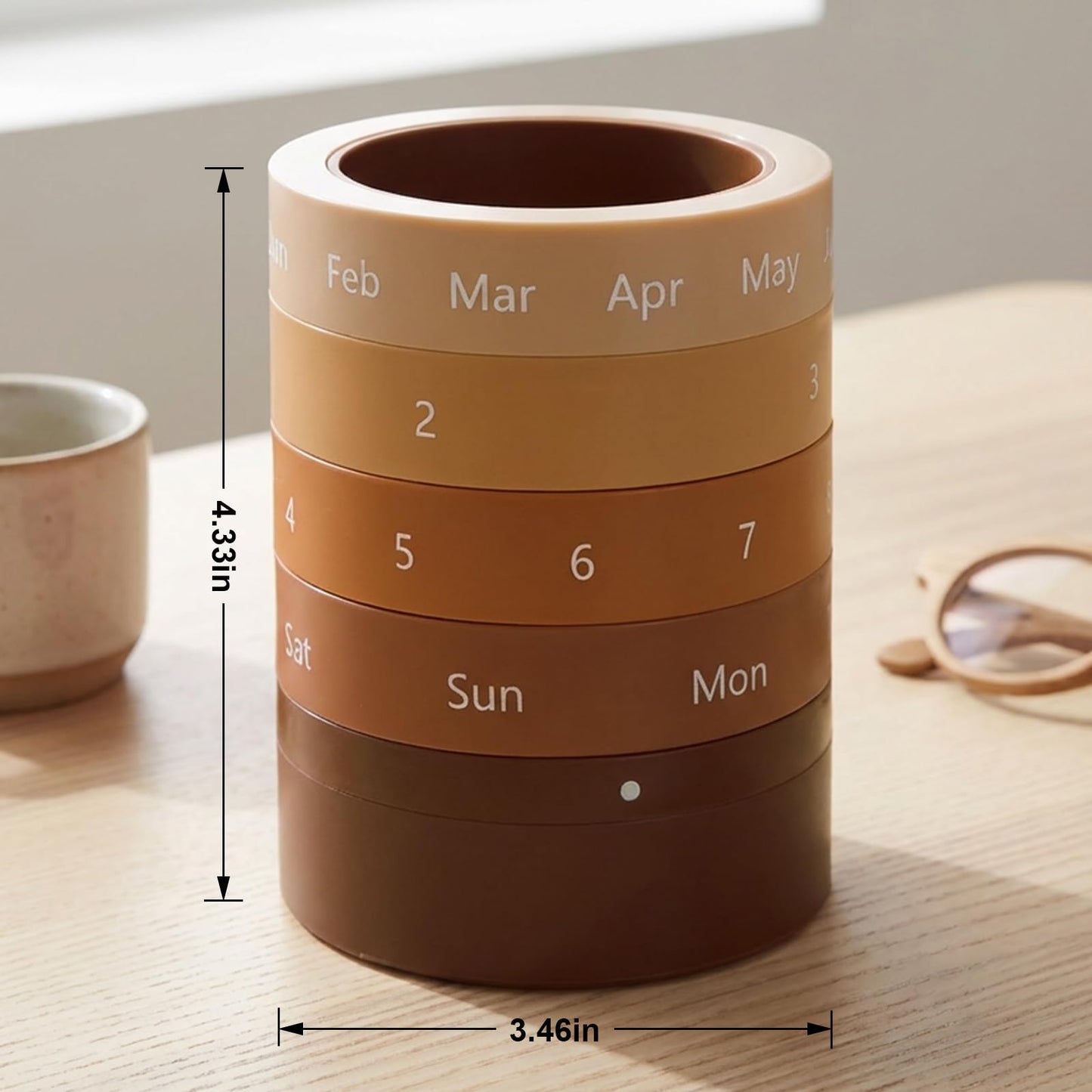 Comix Calender Pen Holder for Desk, Cute Pencil Holder Pen Organizer, Brown Platsic Pen Pencil Cup for Home School Office Supplies