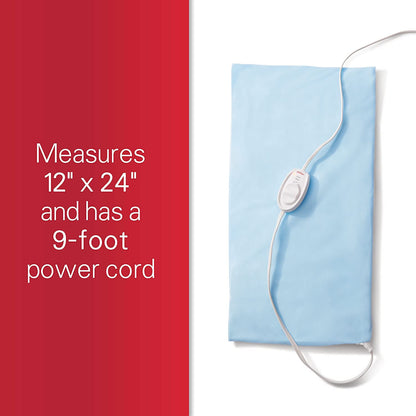 Sunbeam Standard Size Heating Pad, 12"x 15", For Back, Neck, Shoulder, and Period Cramp Pain Relief, 3 Heat Settings, Compact Storage Solution, Auto Shut-Off, Machine-Washable, Gifts For Mom & Wife, FSA/HSA Eligible, Grey