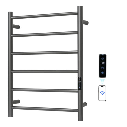 SHARNDY Electric Towel Rack with Voice Control for Alexa & Google Home,TUYA - Wall-Mounted Bathroom Heating Towel Warmer,Plug-in,Stainless Steel Material (Gungrey with WiFi, 6 Bar)