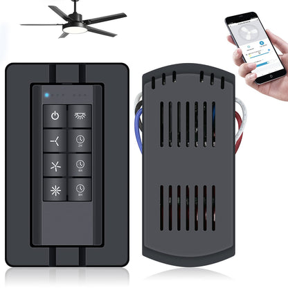 Smart WiFi Ceiling Fan Remote Control Kit, Universal 3 Speed Ceiling Fan Control with Dimmer, Compatible with Alexa, Google Assistant and Smart Life App, Remote Control Timing